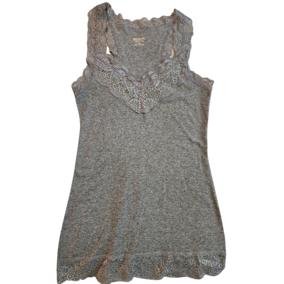 Mossimo Gray Boho Chic Lace tank Top Sz Med - Picture 1 of 5